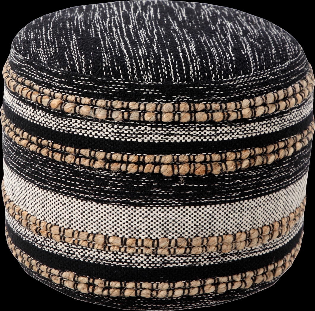 Naiyoni Black/Tan Pouf - Thumbnail - Image 1
