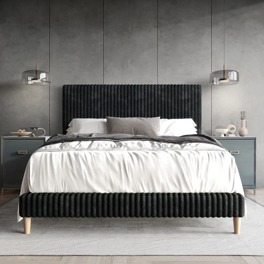 Najah Dark Gray King Upholstered Bed - Thumbnail - Image 2
