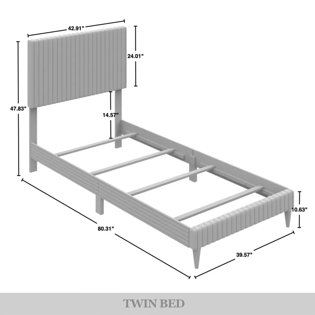 Najah Dark Gray Twin Upholstered Bed - Thumbnail - Image 3