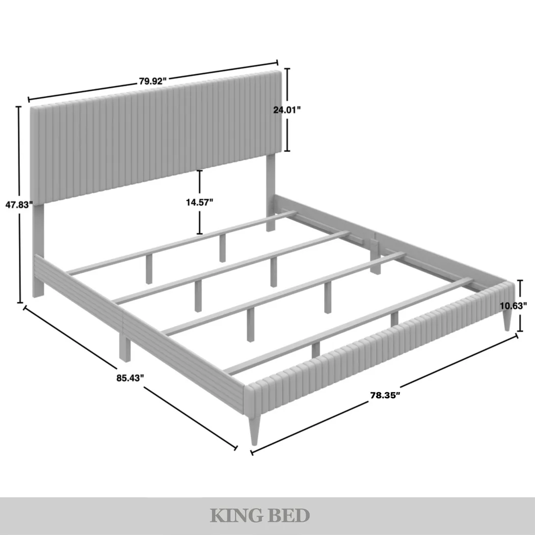Najah Light Gray King Upholstered Bed - Thumbnail - Image 3
