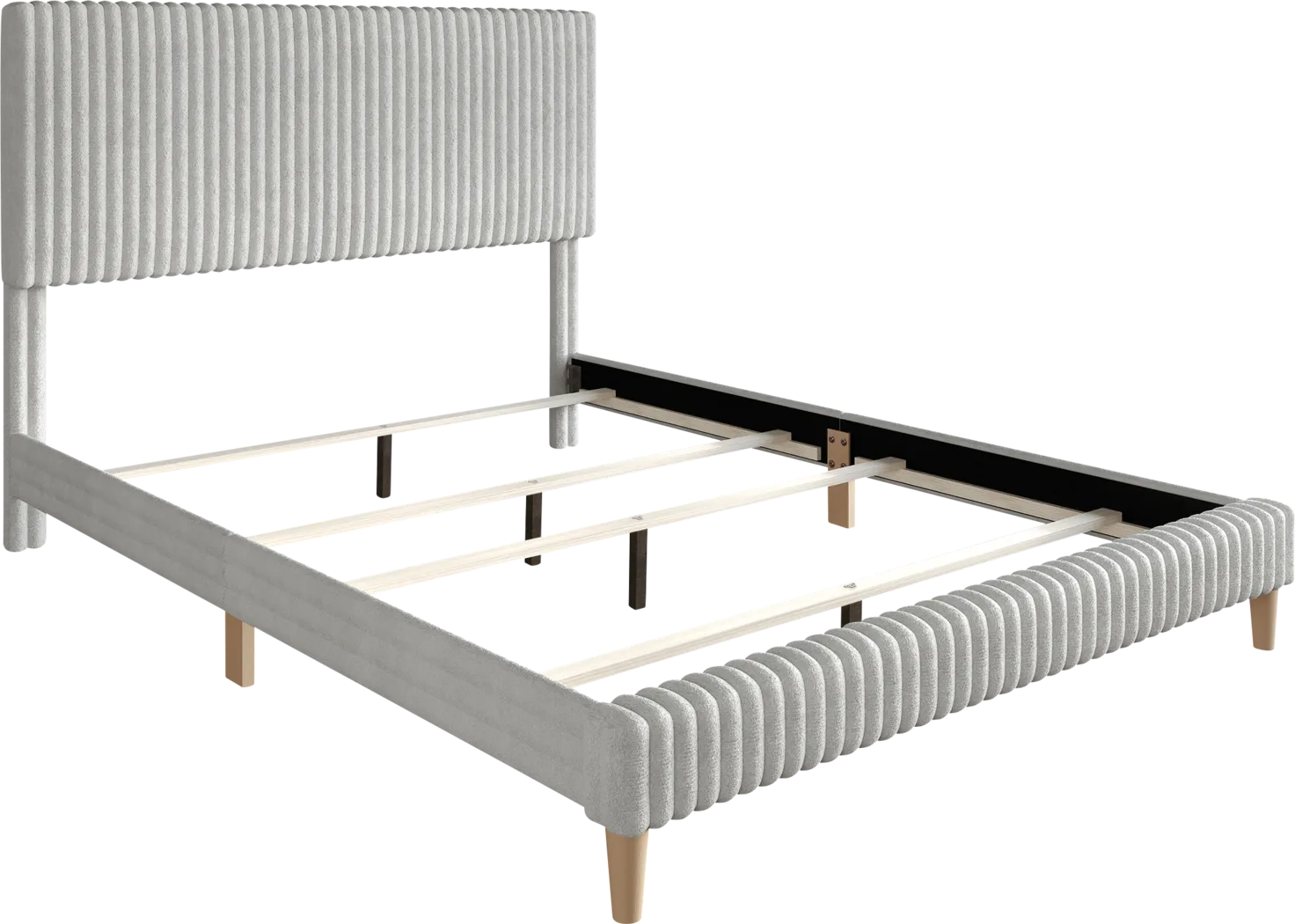 Najah Light Gray King Upholstered Bed - Thumbnail - Image 8