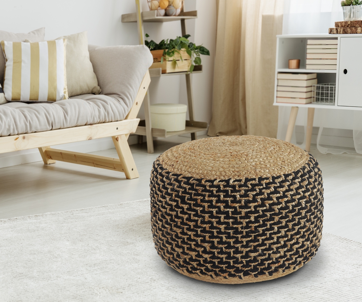 Nanika Natural/Black Pouf - Thumbnail - Image 3
