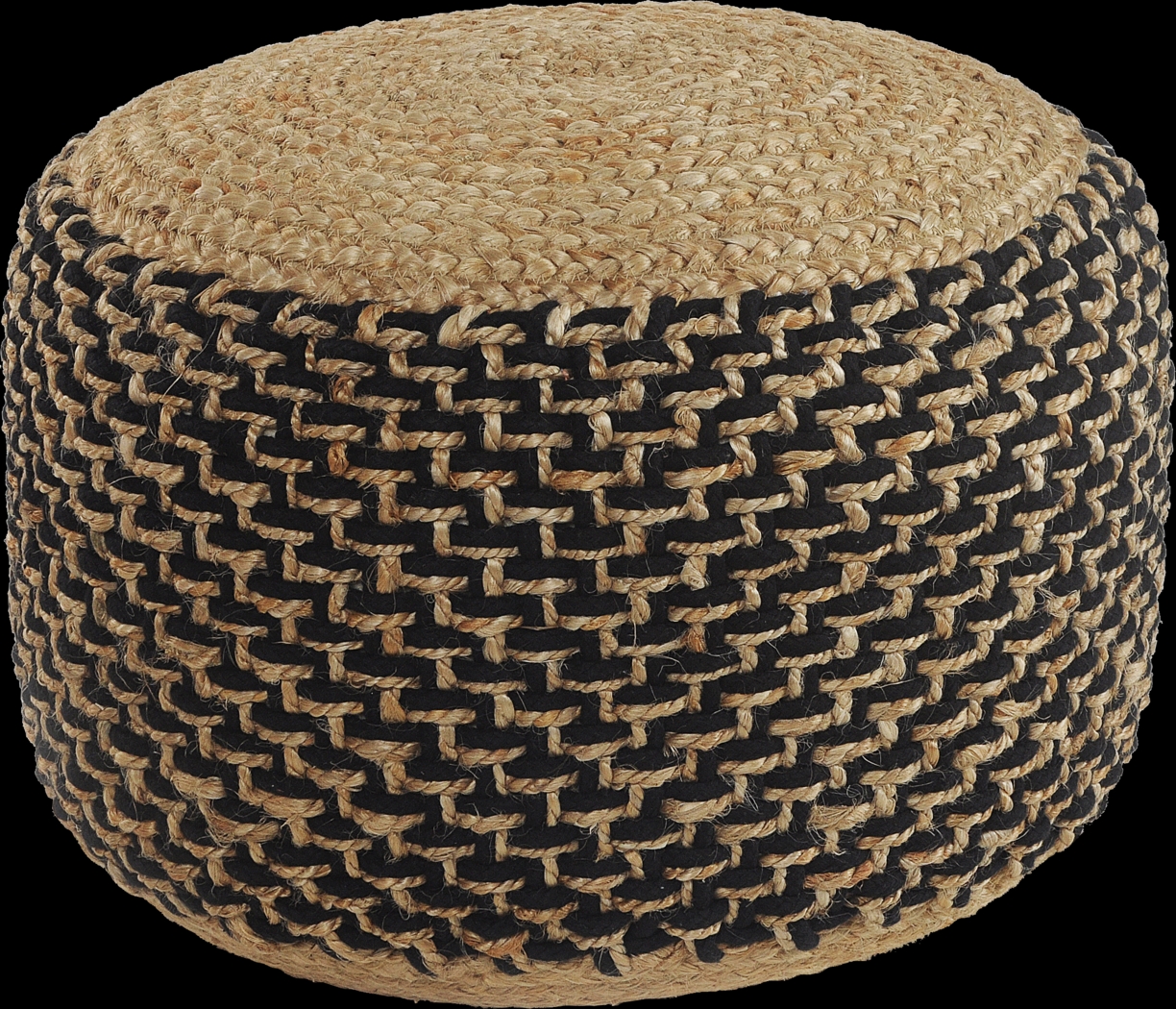 Nanika Natural/Black Pouf - Thumbnail - Image 1