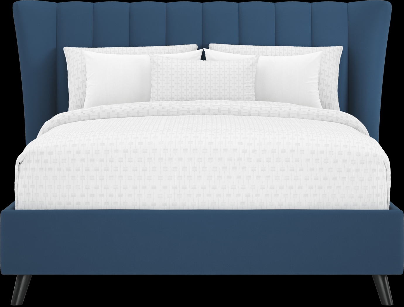 Devon Loft Walnut 5 Pc Bedroom with Nanton Park Blue Queen Upholstered Bed - Thumbnail - Image 3