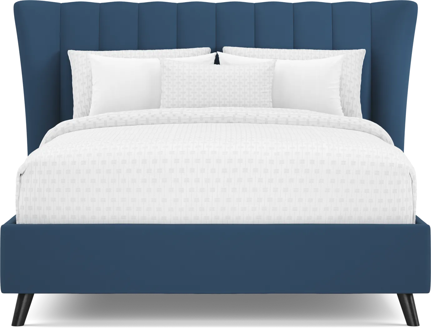 Devon Loft Walnut Finish 5 Pc Bedroom with Nanton Park Blue Queen Upholstered Bed - Thumbnail - Image 3