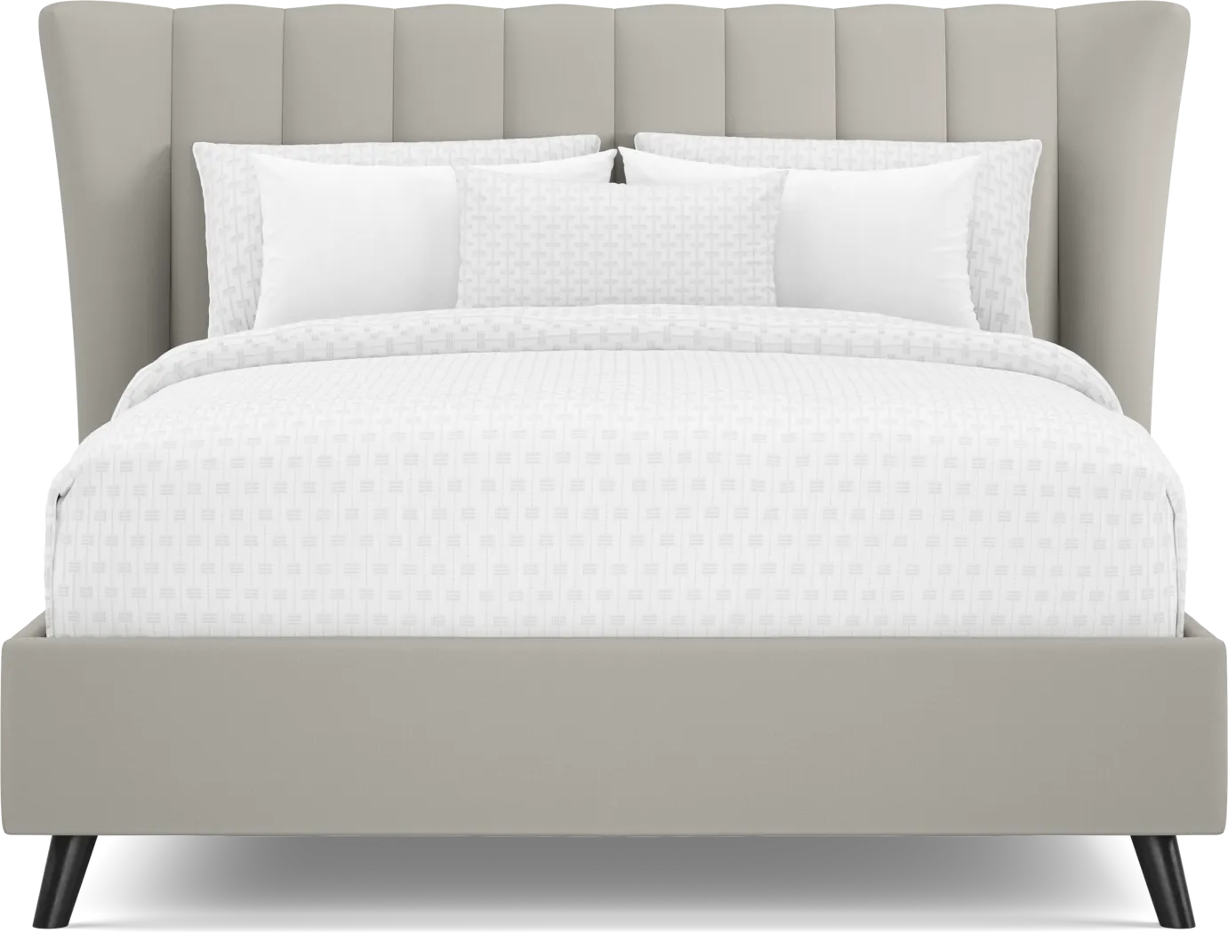 Devon Loft Walnut Finish 5 Pc Bedroom with Nanton Park Gray Queen Upholstered Bed - Thumbnail - Image 3