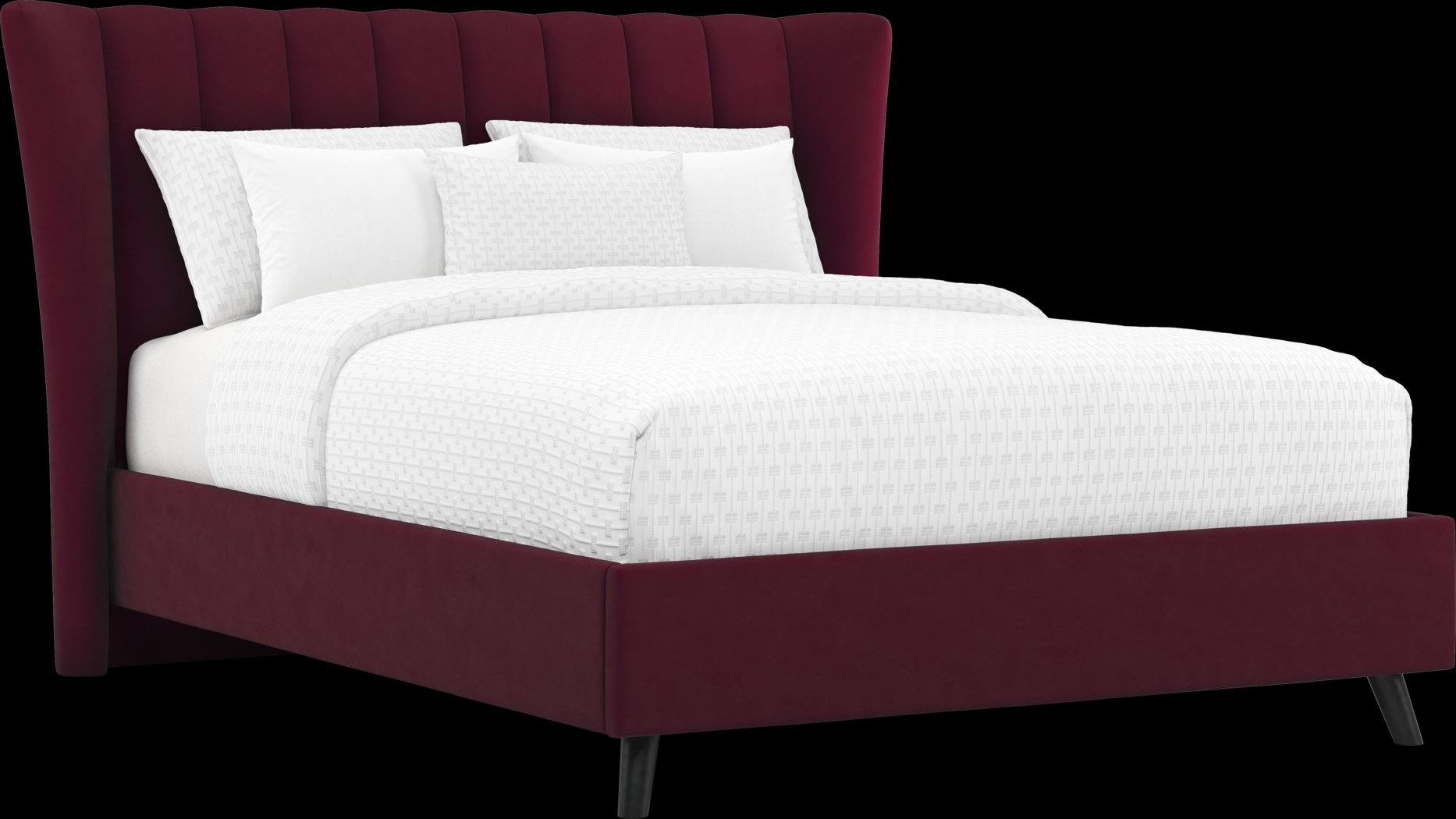 Devon Loft Walnut 7 Pc Bedroom with Nanton Park Red Queen Upholstered Bed - Thumbnail - Image 2