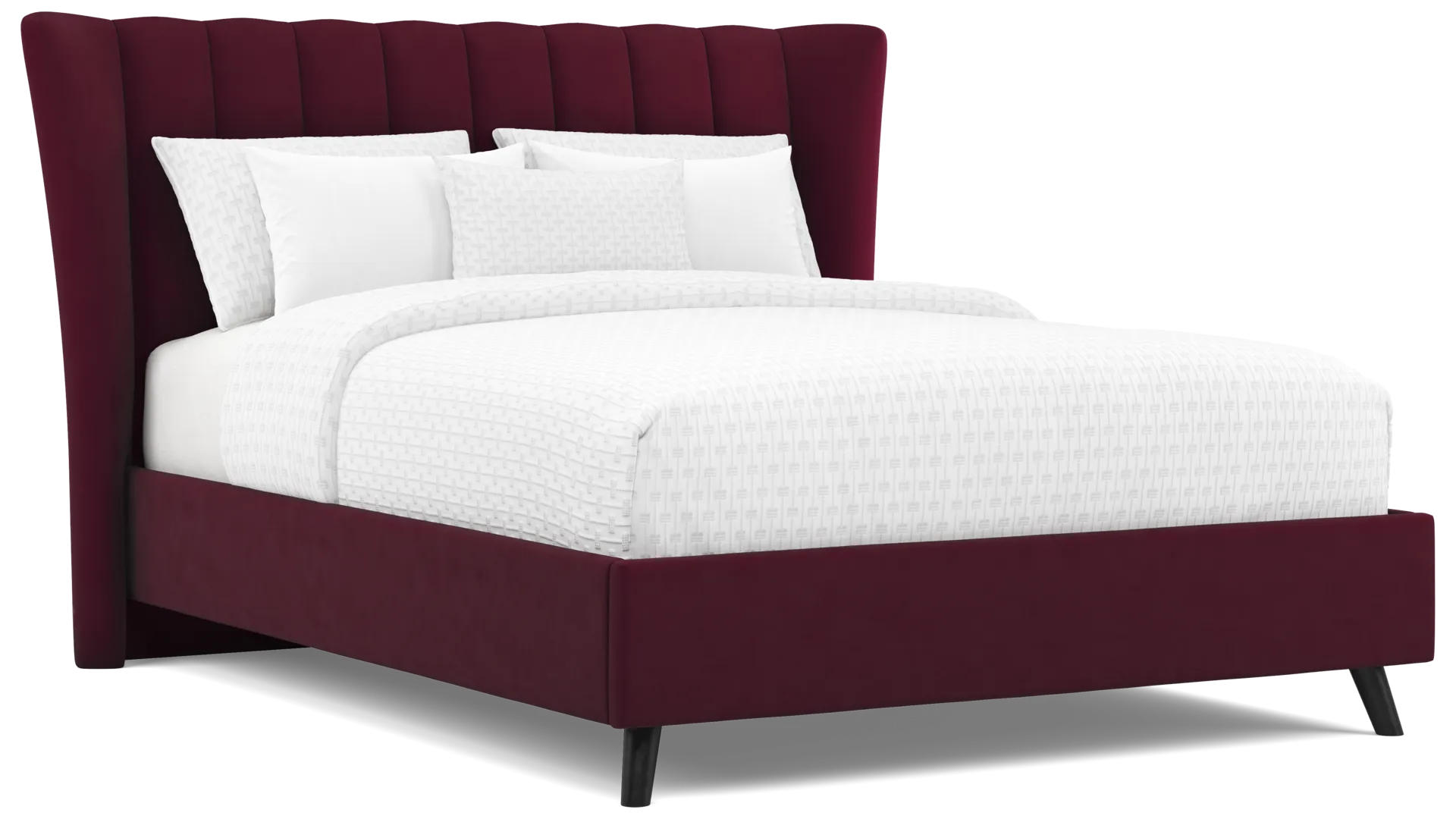 red 3 pc queen upholstered bed
