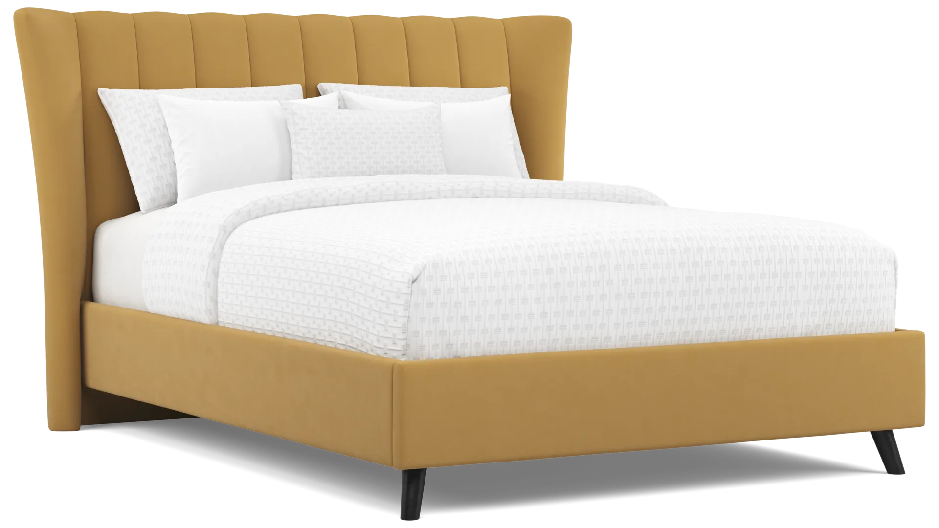 yellow 3 pc queen upholstered bed