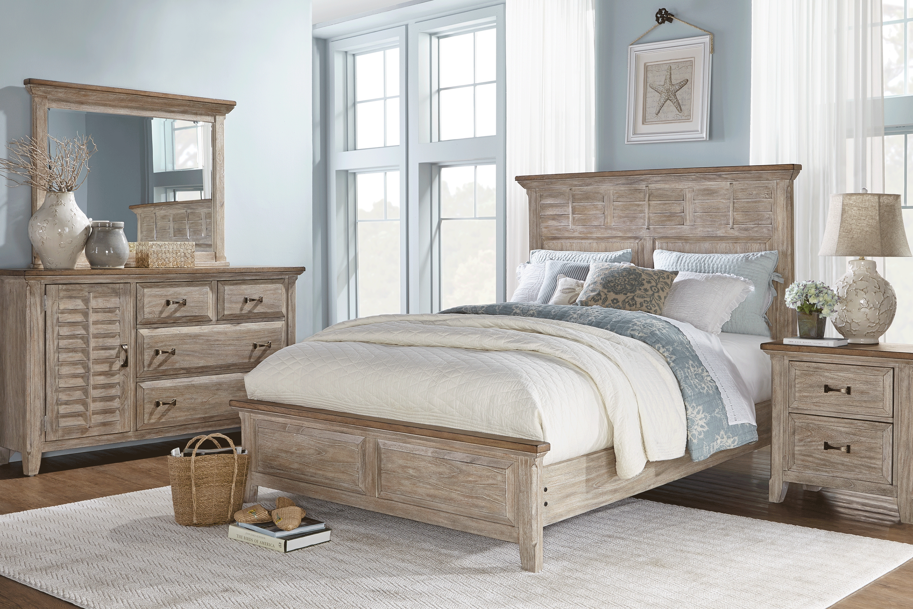 Nantucket Breeze Bisque 3 Pc Queen Panel Bed - Thumbnail - Image 2