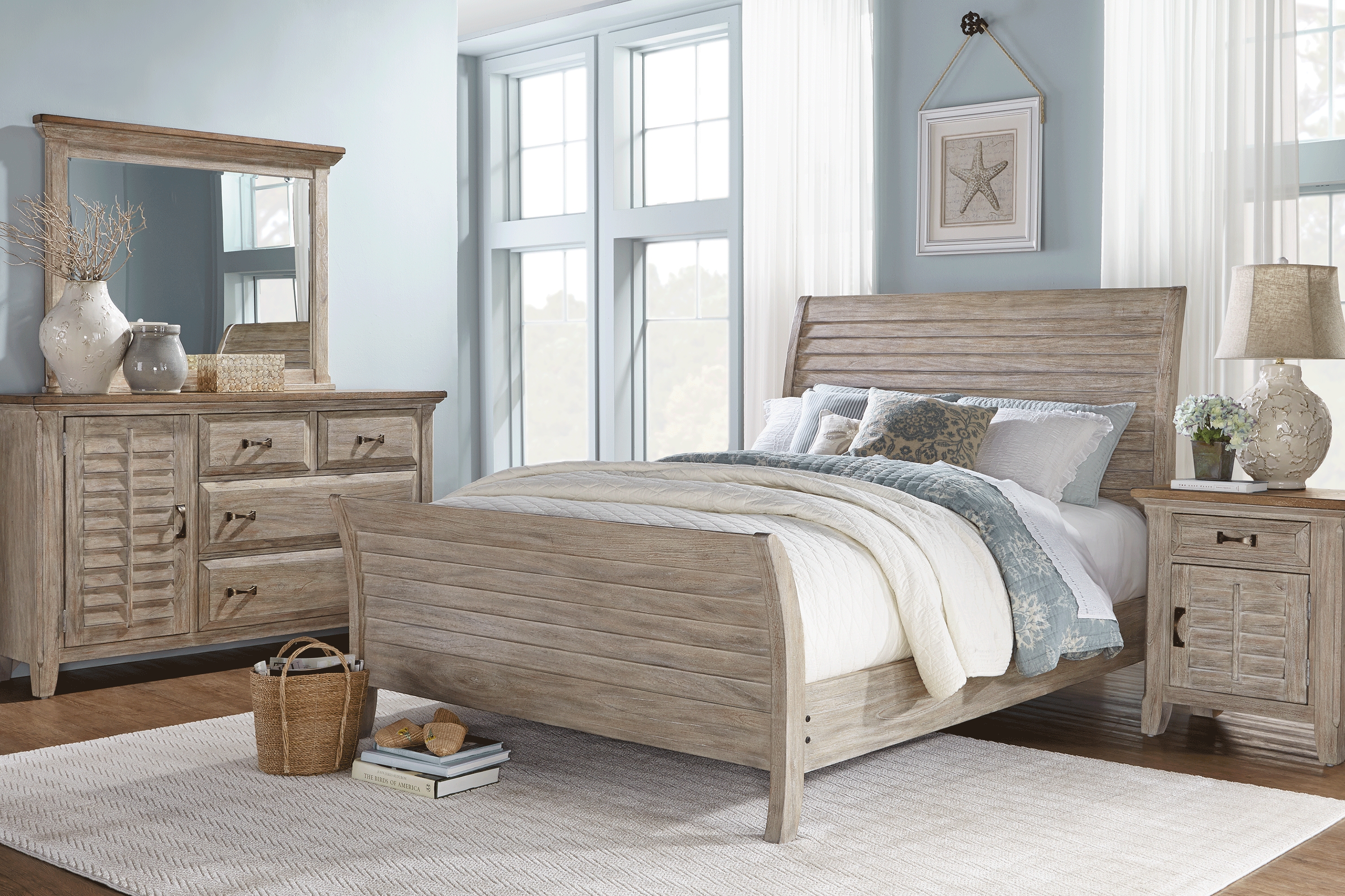 Nantucket Breeze Bisque 7 Pc King Sleigh Bedroom - Thumbnail - Image 1