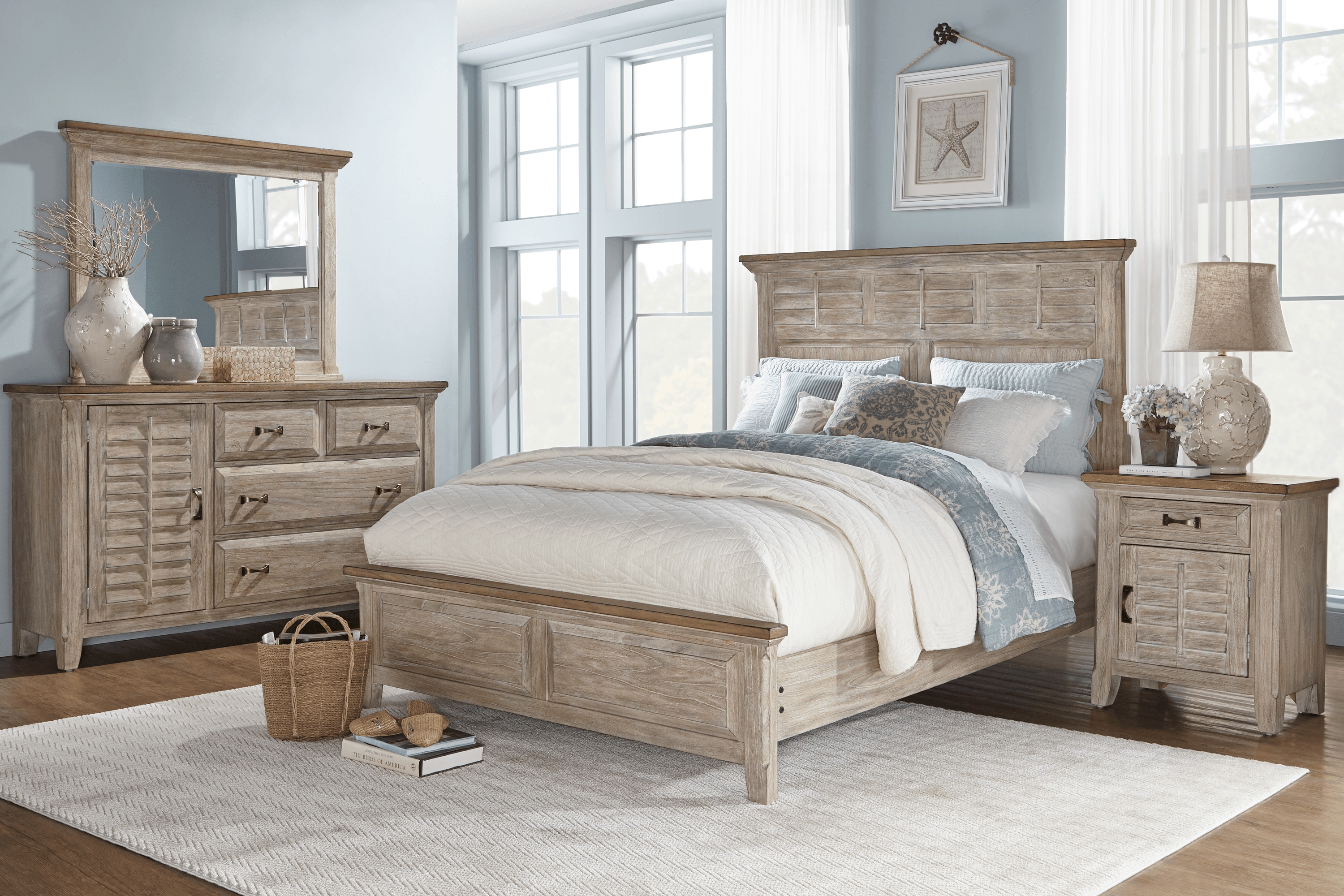 Nantucket Breeze Bisque 8 Pc King Panel Bedroom - Thumbnail - Image 1