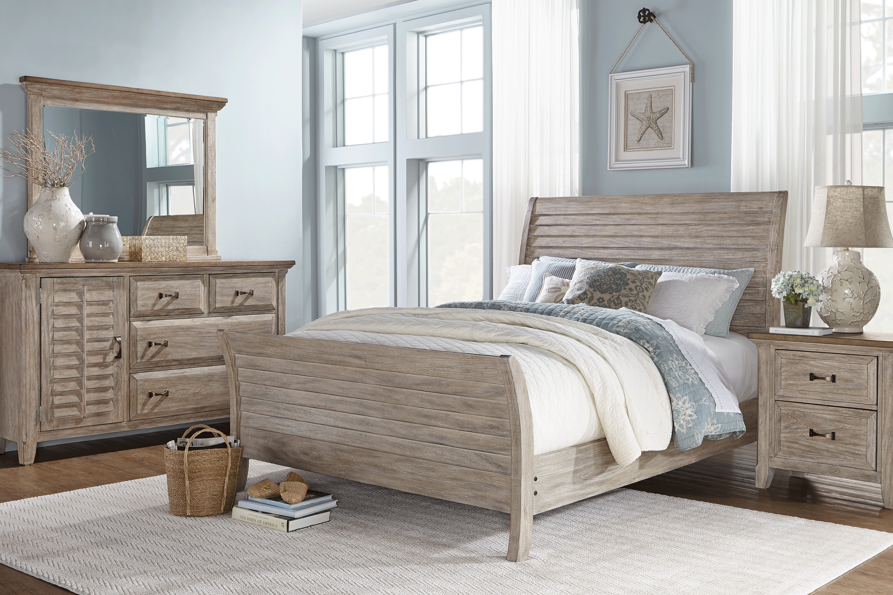 Nantucket Breeze Bisque 8 Pc King Sleigh Bedroom - Thumbnail - Image 1