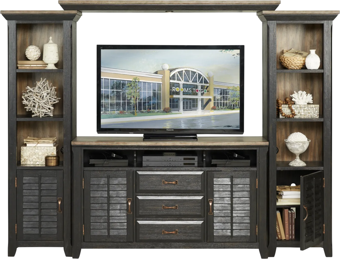 Nantucket Breeze Black 4 Pc Wall Unit - Thumbnail - Image 2