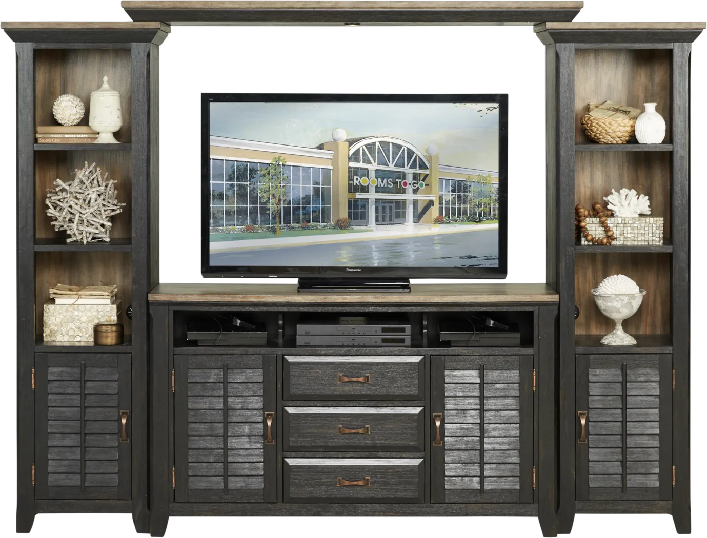 Nantucket Breeze Black 4 Pc Wall Unit - Thumbnail - Image 1