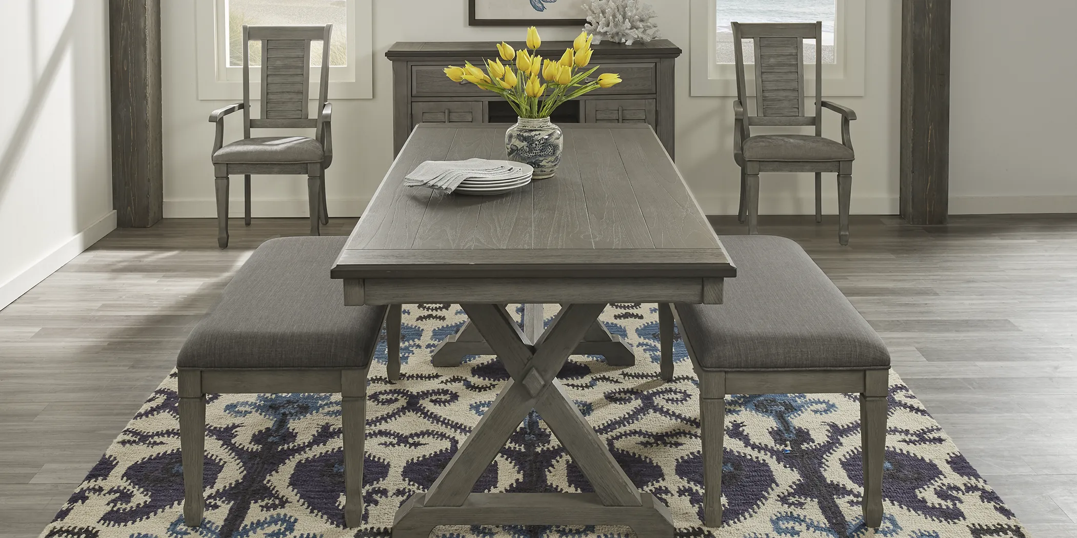 Nantucket Breeze Gray Dining Bench - Thumbnail - Image 3