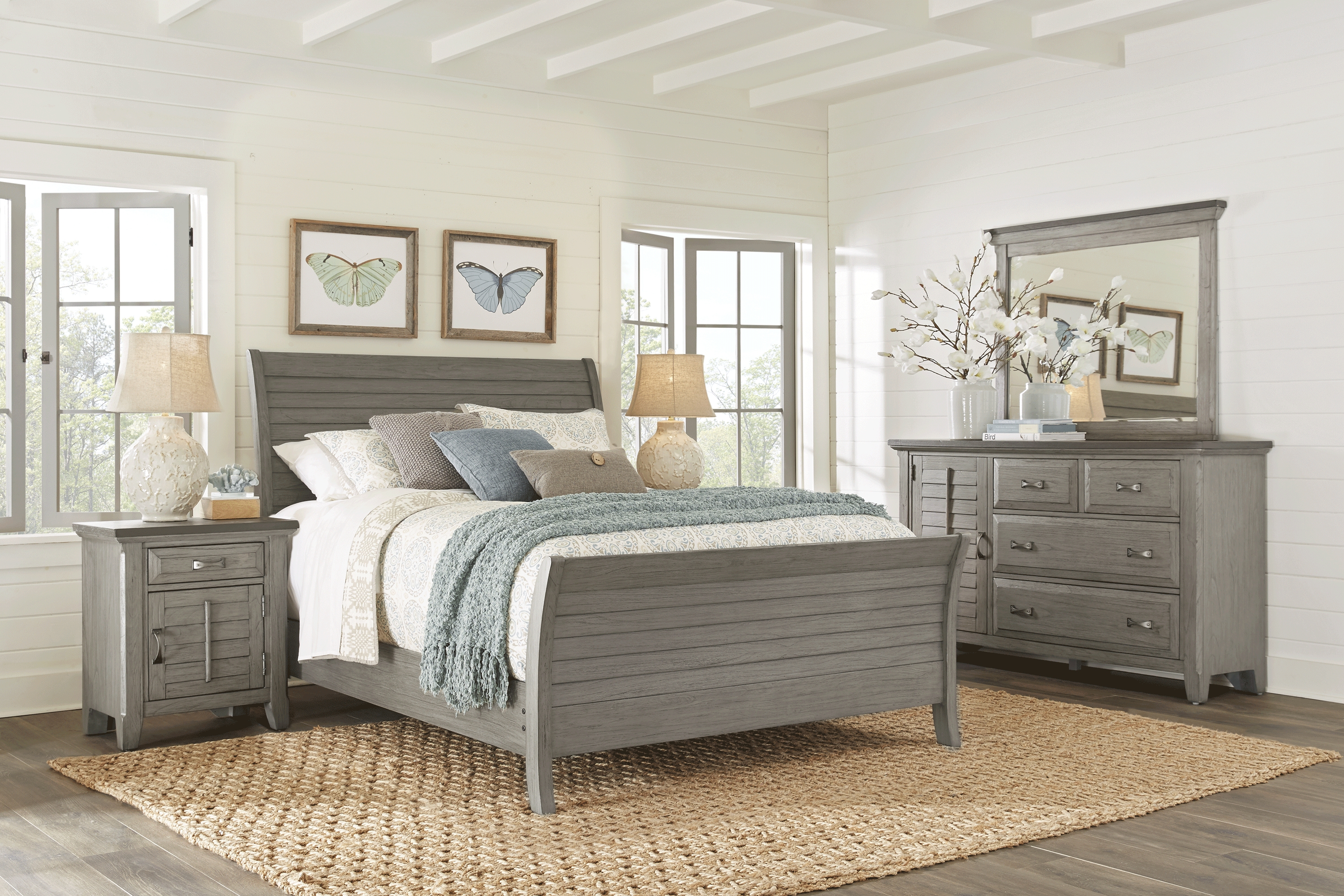 Nantucket Breeze Gray 7 Pc King Sleigh Bedroom - Thumbnail - Image 1