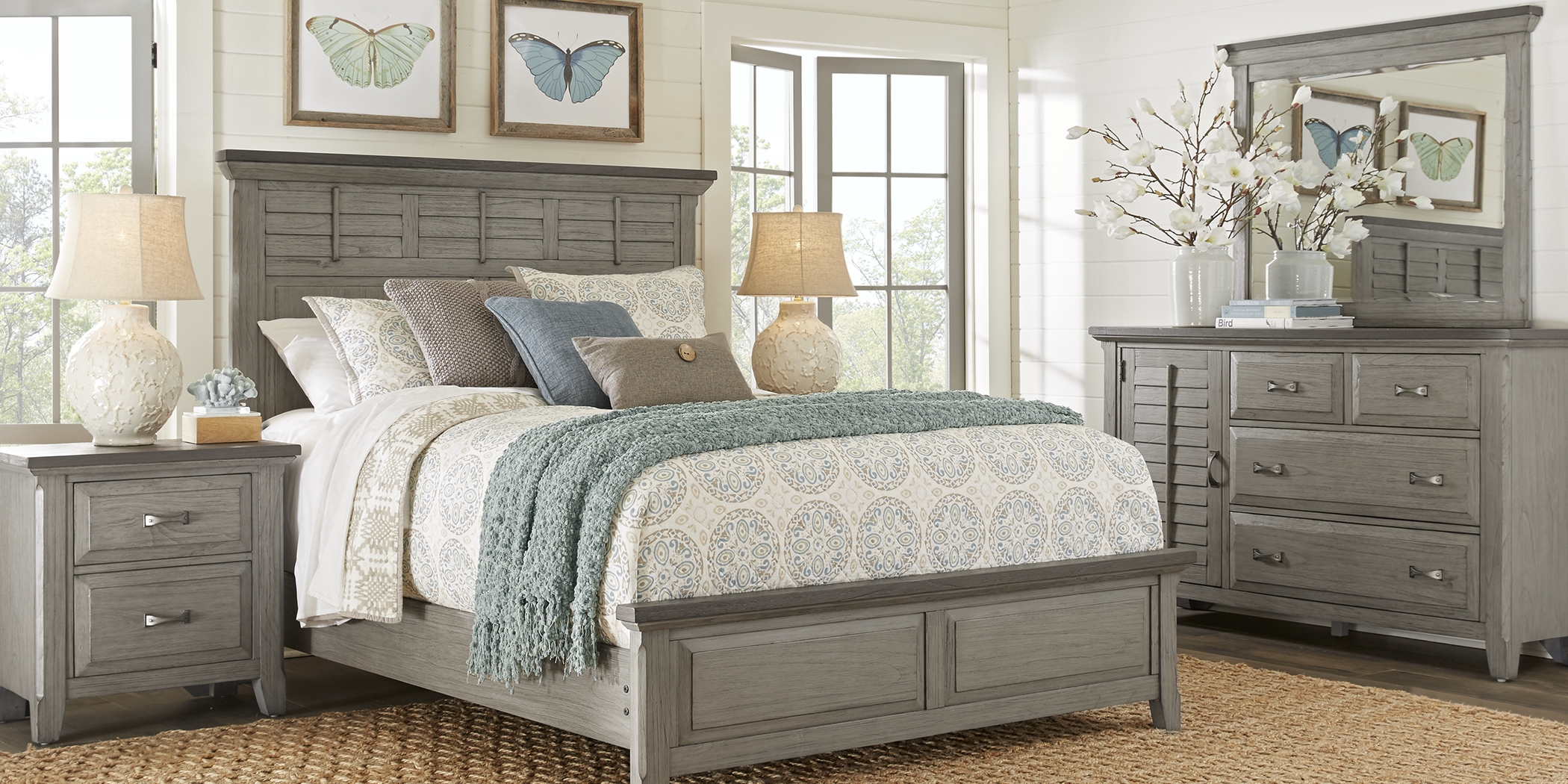 Nantucket Breeze Gray 8 Pc King Panel Bedroom - Thumbnail - Image 1