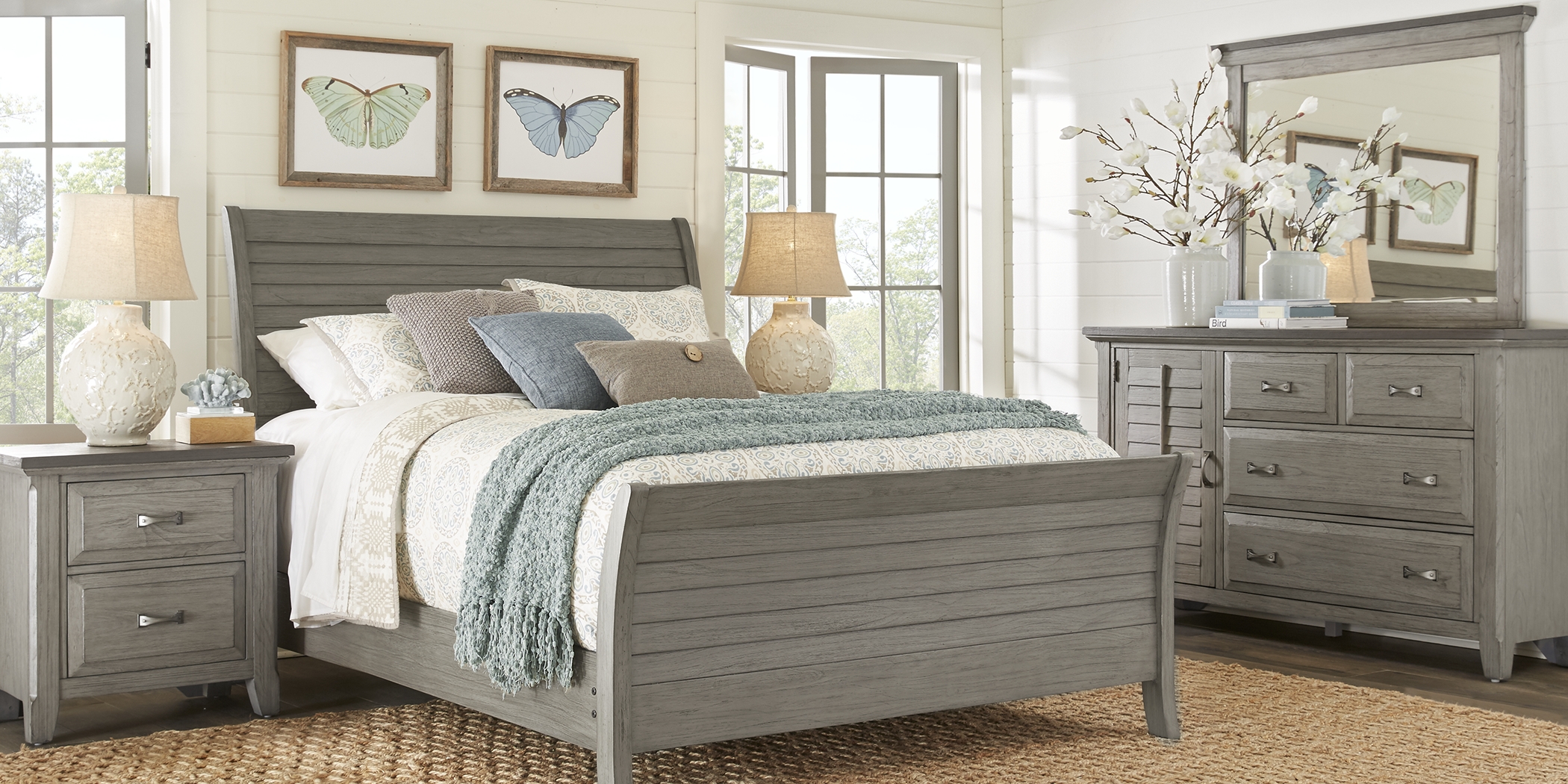 Nantucket Breeze Gray 8 Pc Queen Sleigh Bedroom - Thumbnail - Image 1