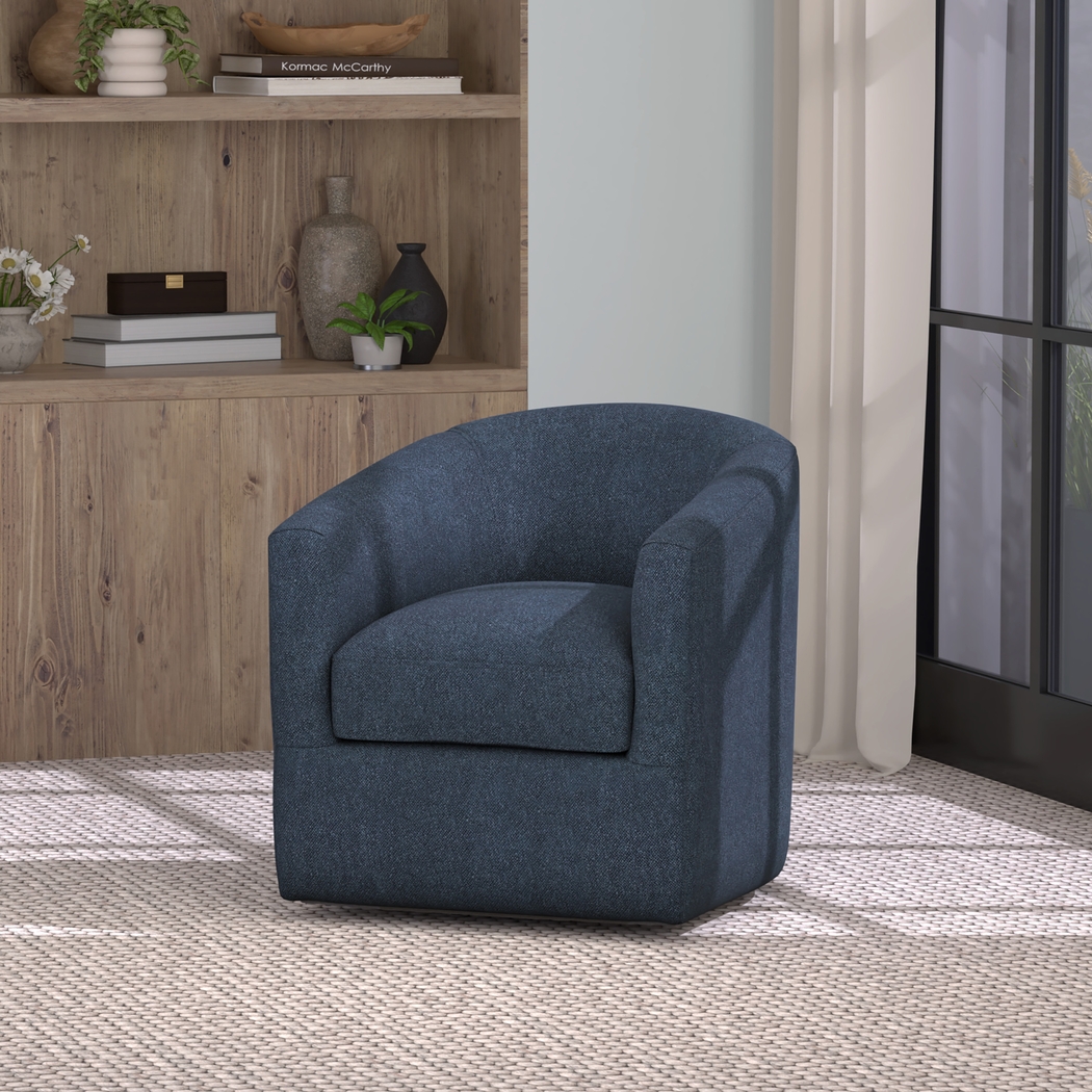 Naoke I Blue Swivel Accent Chair - Thumbnail - Image 2