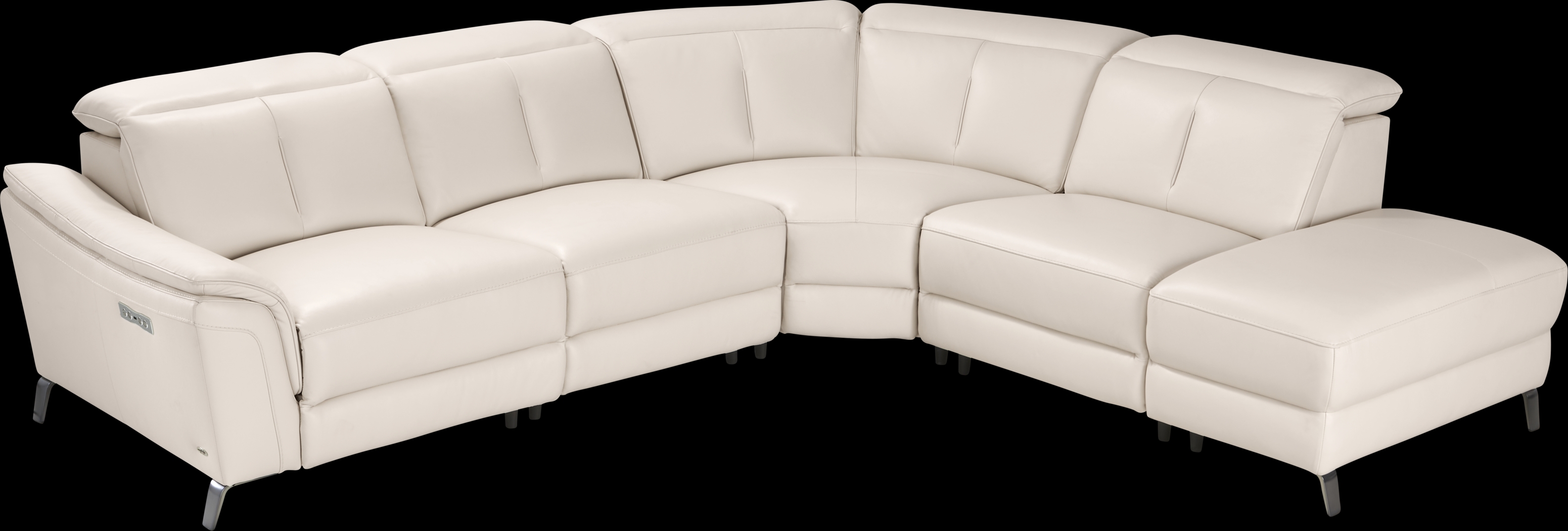 Naples Ivory Leather 8 Pc Dual Power Reclining Sectional Living Room - Thumbnail - Image 5