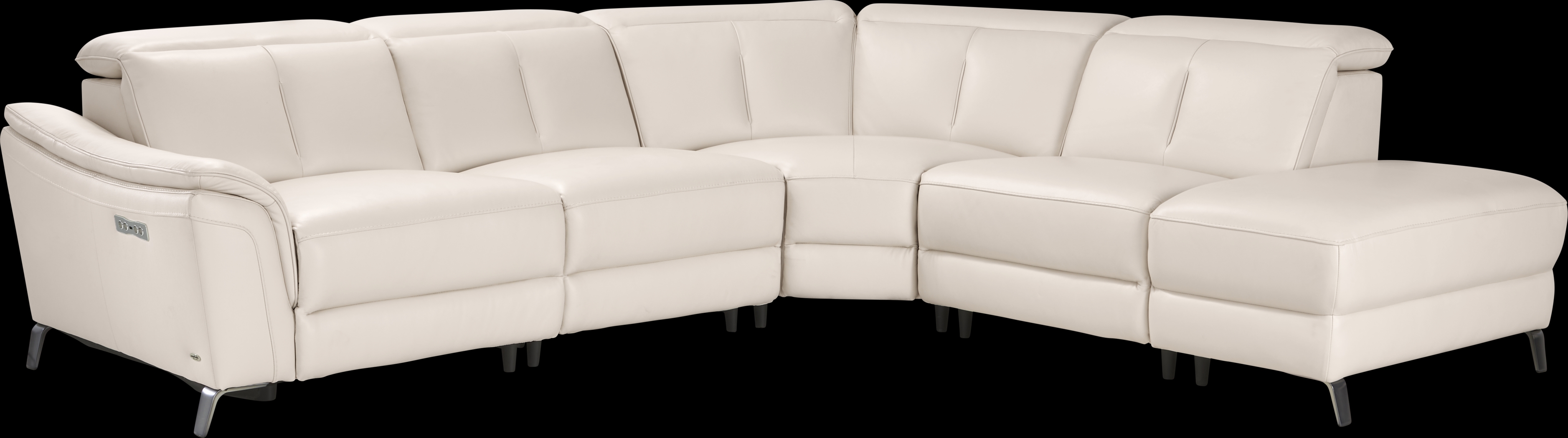 Naples Ivory Leather 8 Pc Dual Power Reclining Sectional Living Room - Thumbnail - Image 3
