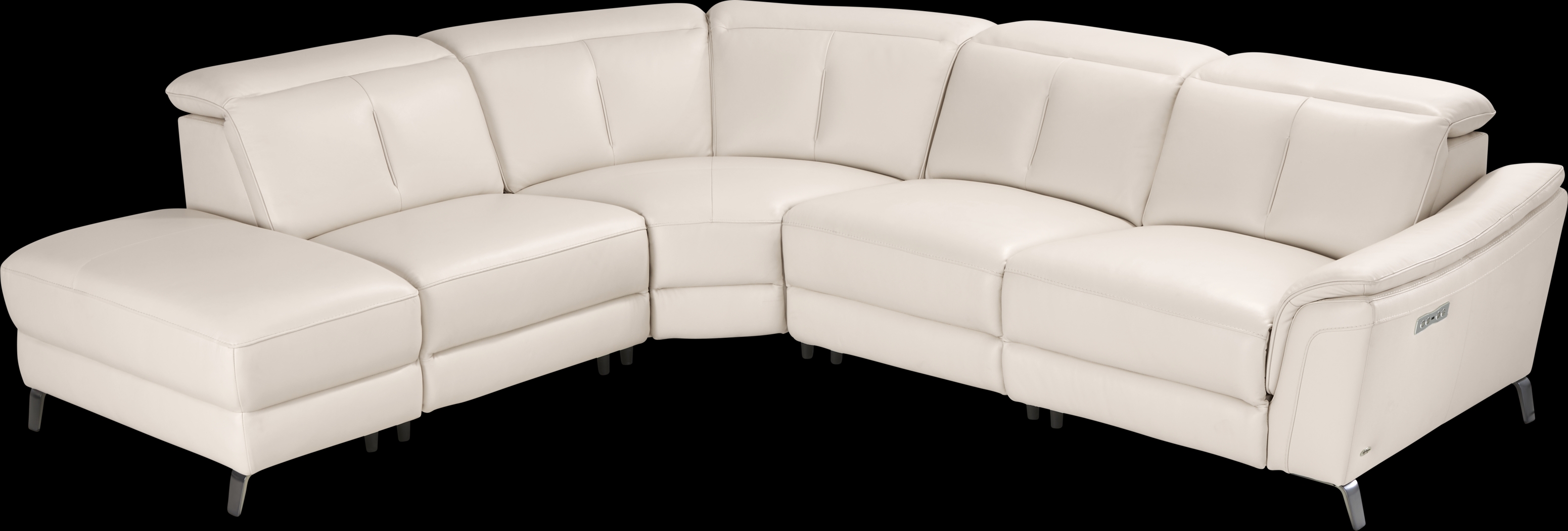 Naples Ivory Leather 5 Pc Dual Power Reclining Sectional - Thumbnail - Image 4