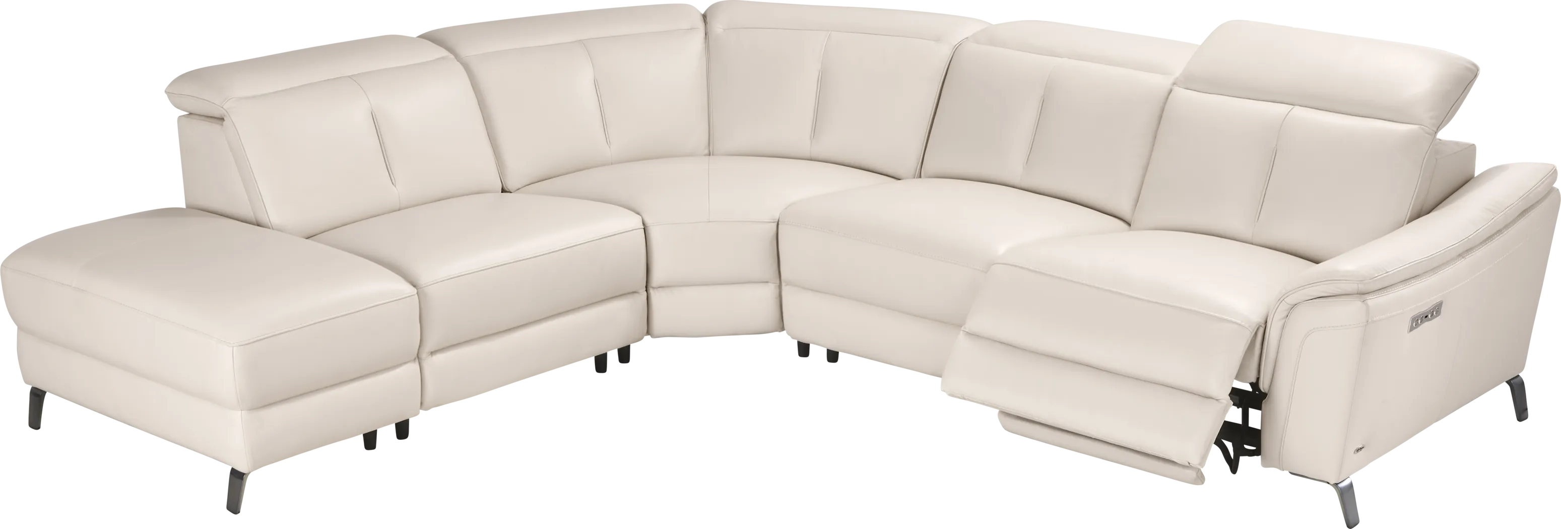 Naples Ivory Leather 8 Pc Dual Power Reclining Sectional Living Room - Thumbnail - Image 6