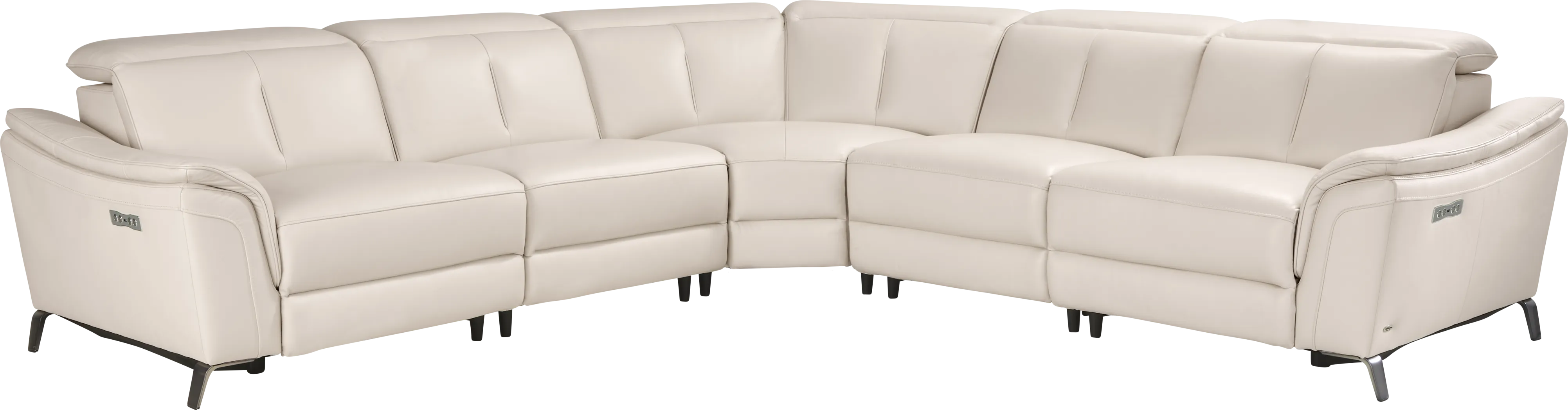 Naples Ivory Leather 5 Pc Dual Power Reclining Sectional - Thumbnail - Image 3