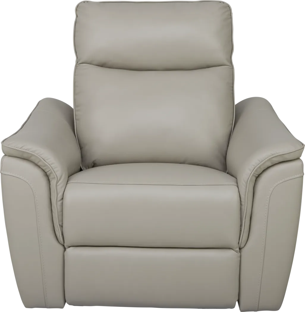 Naples Light Gray Leather Recliner - Thumbnail - Image 2