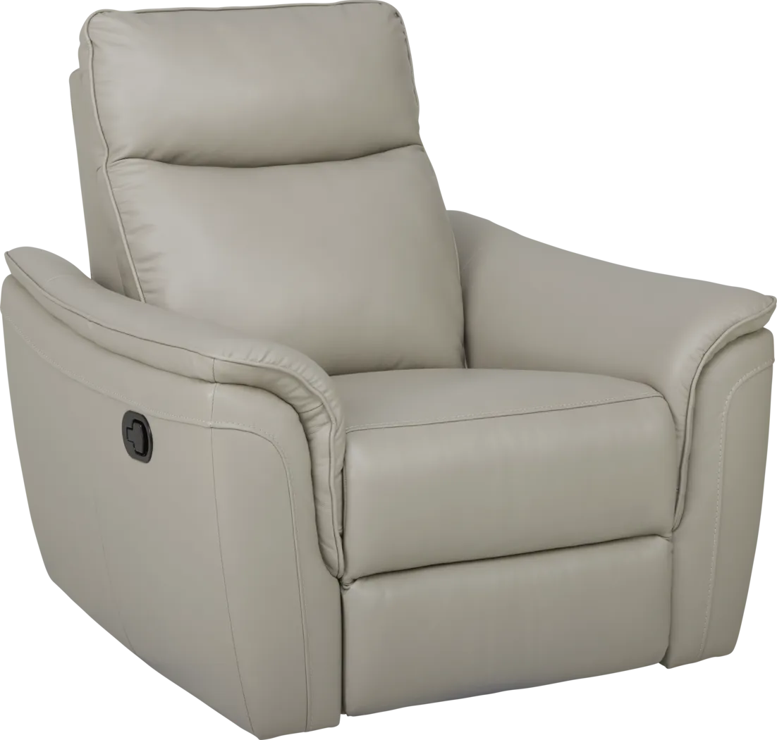 Naples Light Gray Leather Recliner - Thumbnail - Image 3