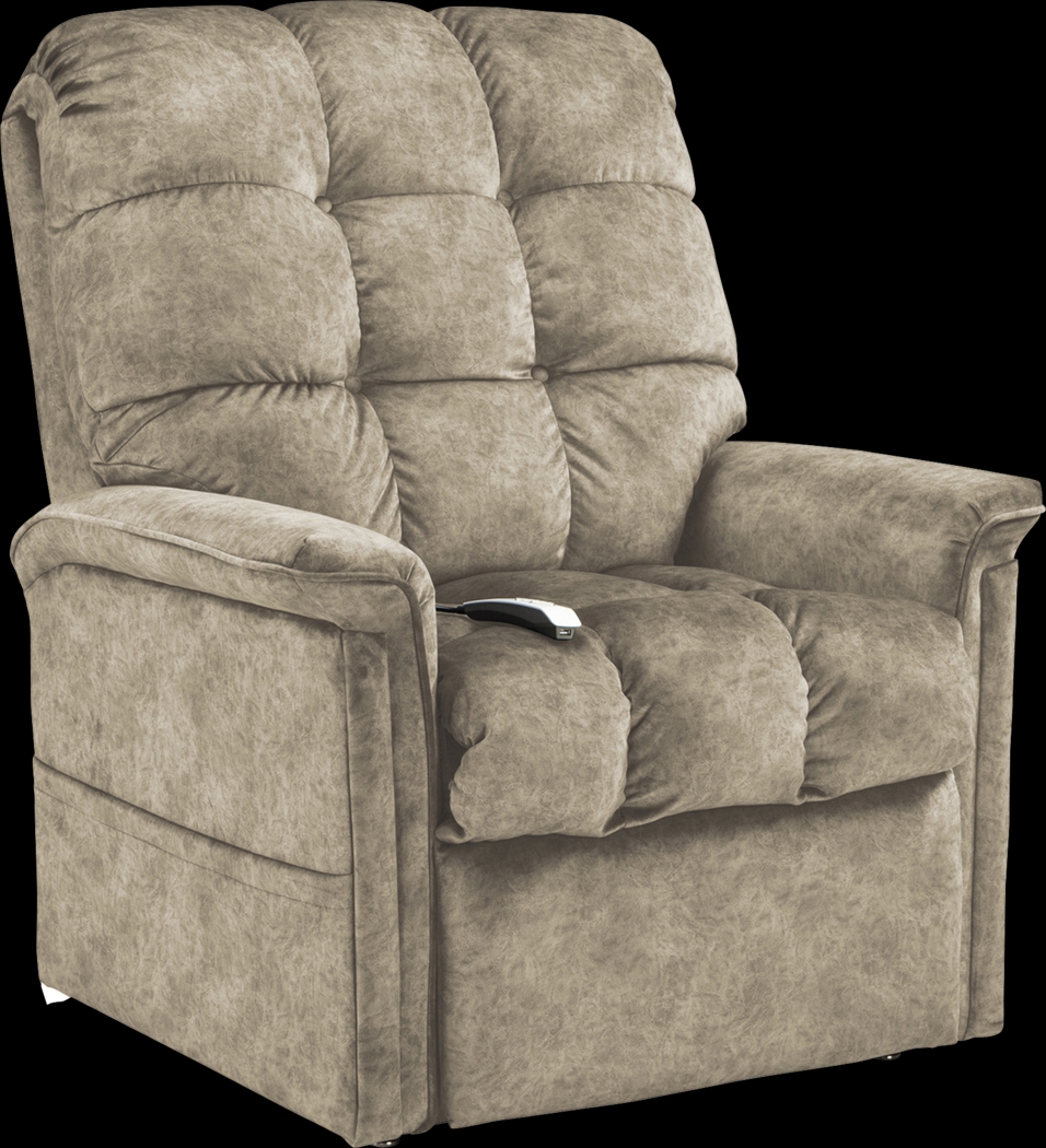 Narin Beige Lift Chair Dual Power Recliner - Thumbnail - Image 1