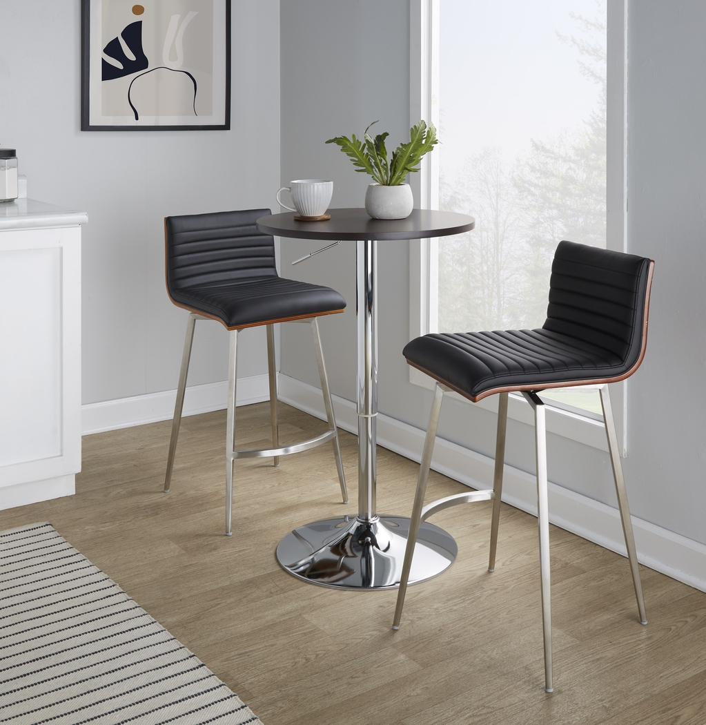 Narsi Black Adjustable Swivel 3 Pc Counter Height Dining Set - Thumbnail - Image 2