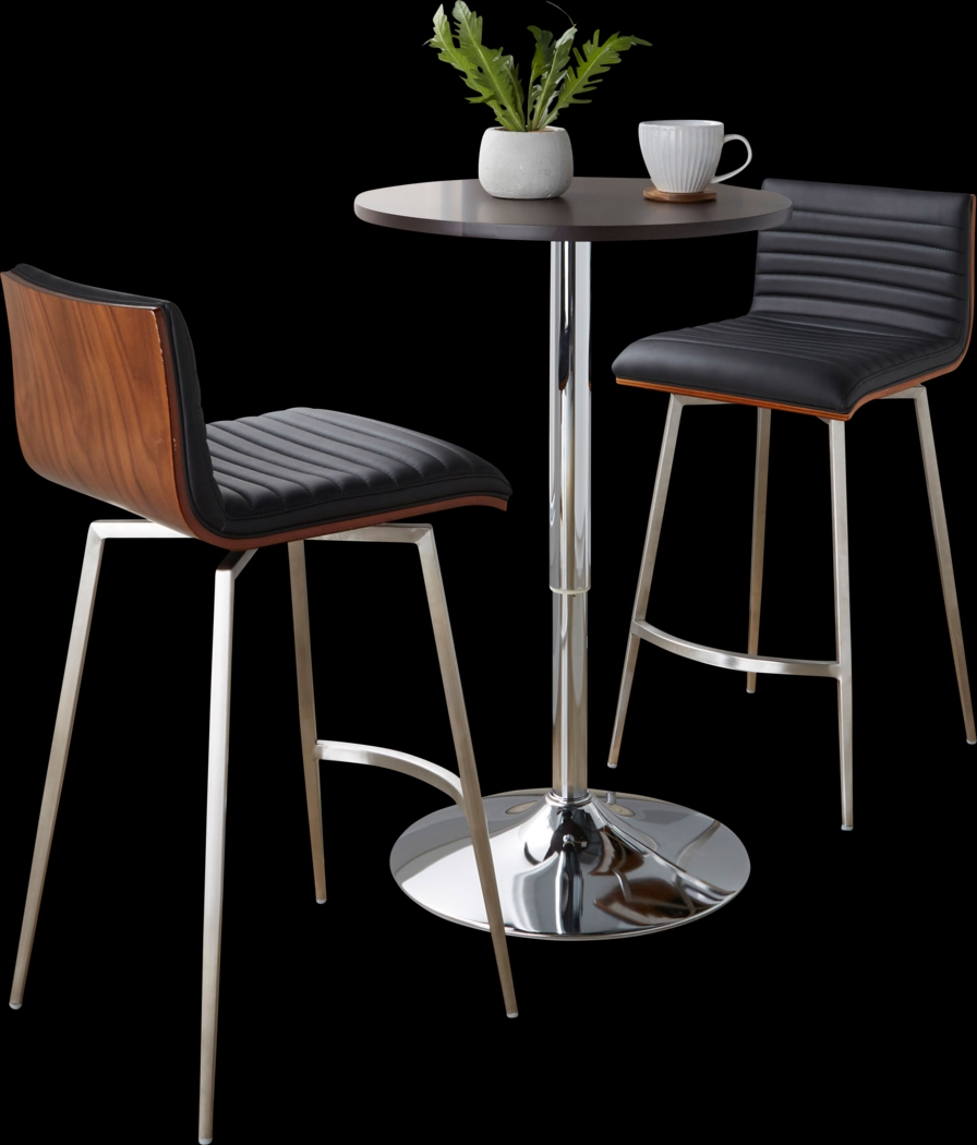 Narsi Black Adjustable Swivel 3 Pc Counter Height Dining Set - Thumbnail - Image 1