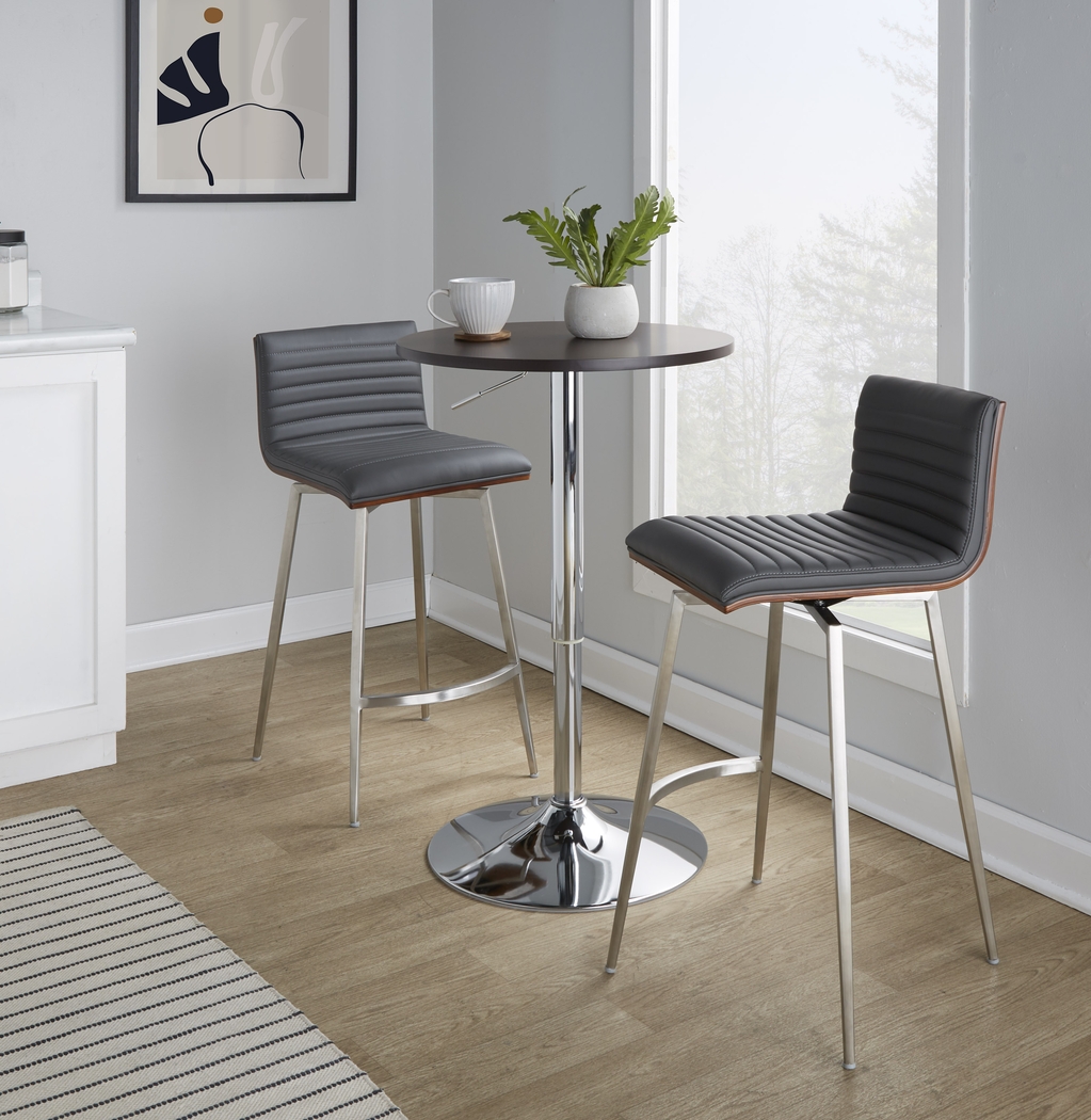 Narsi Gray Adjustable Swivel 3 Pc Counter Height Dining Set - Thumbnail - Image 2