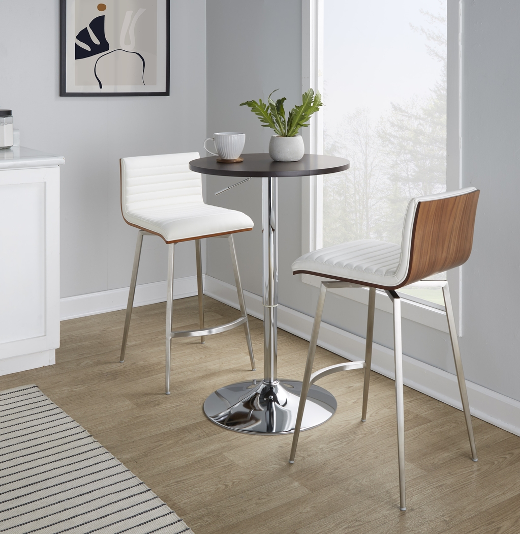 Narsi White Adjustable Swivel 3 Pc Counter Height Dining Set - Thumbnail - Image 2