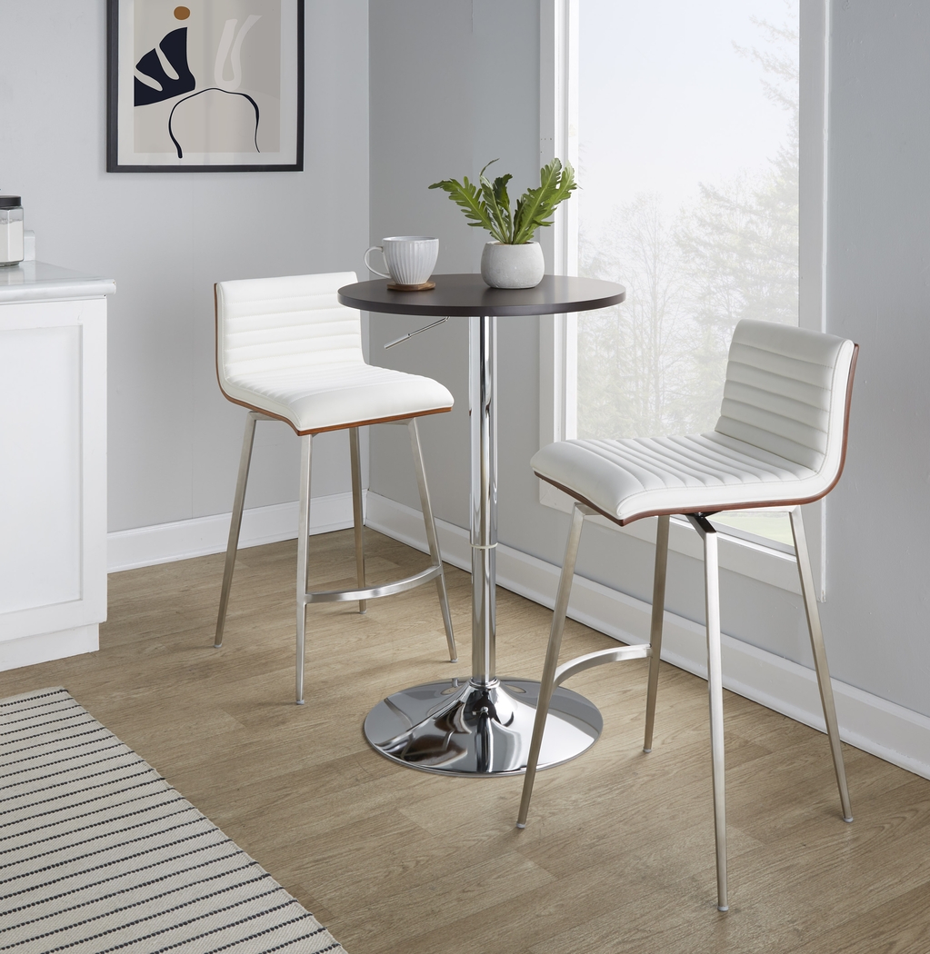 Narsi White Adjustable Swivel 3 Pc Counter Height Dining Set - Thumbnail - Image 3