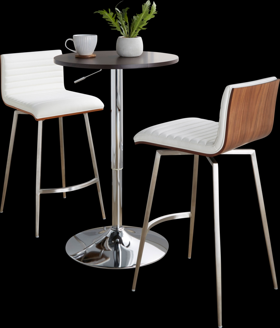 Narsi White Adjustable Swivel 3 Pc Counter Height Dining Set - Thumbnail - Image 4