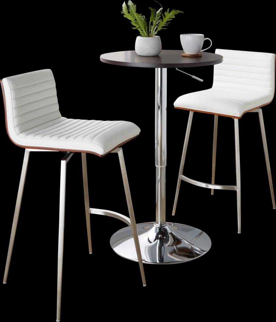 Narsi White Adjustable Swivel 3 Pc Counter Height Dining Set - Thumbnail - Image 5