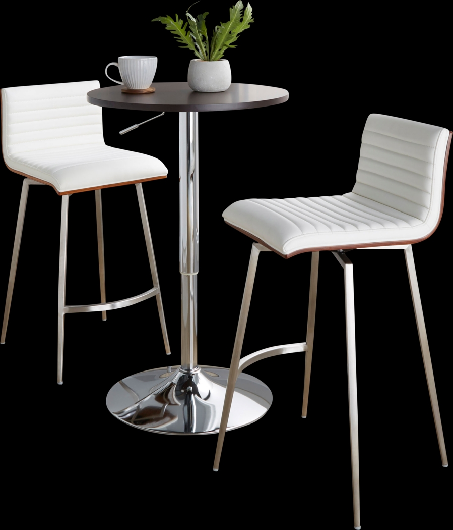 Narsi White Adjustable Swivel 3 Pc Counter Height Dining Set - Thumbnail - Image 6