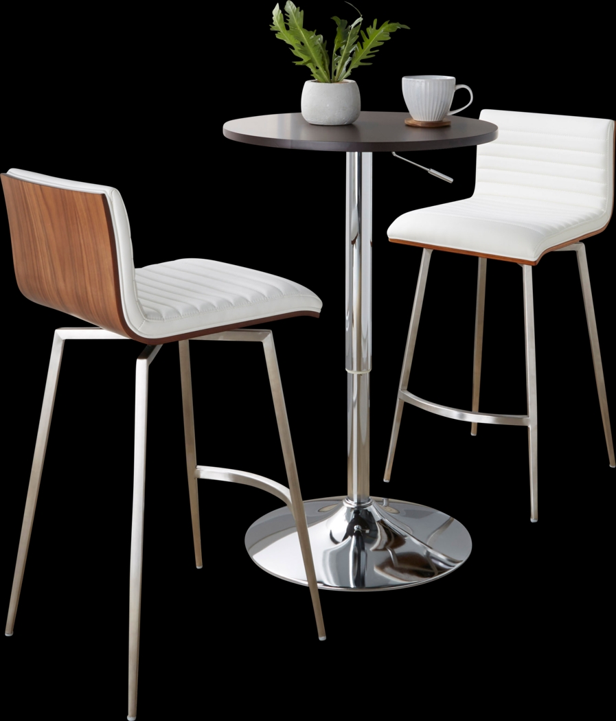 Narsi White Adjustable Swivel 3 Pc Counter Height Dining Set - Thumbnail - Image 1