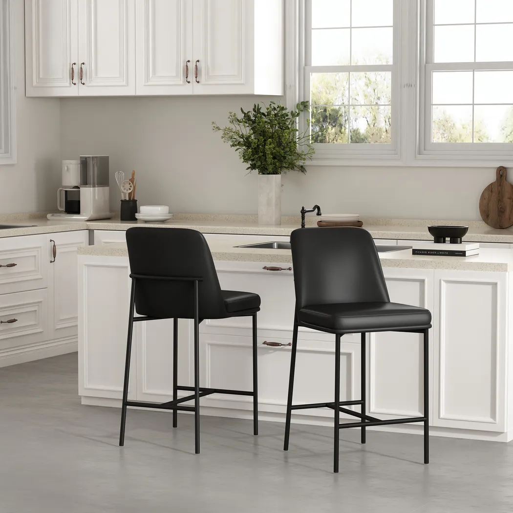 Nasli Black Counter Stool, Set of 2 - Thumbnail - Image 2