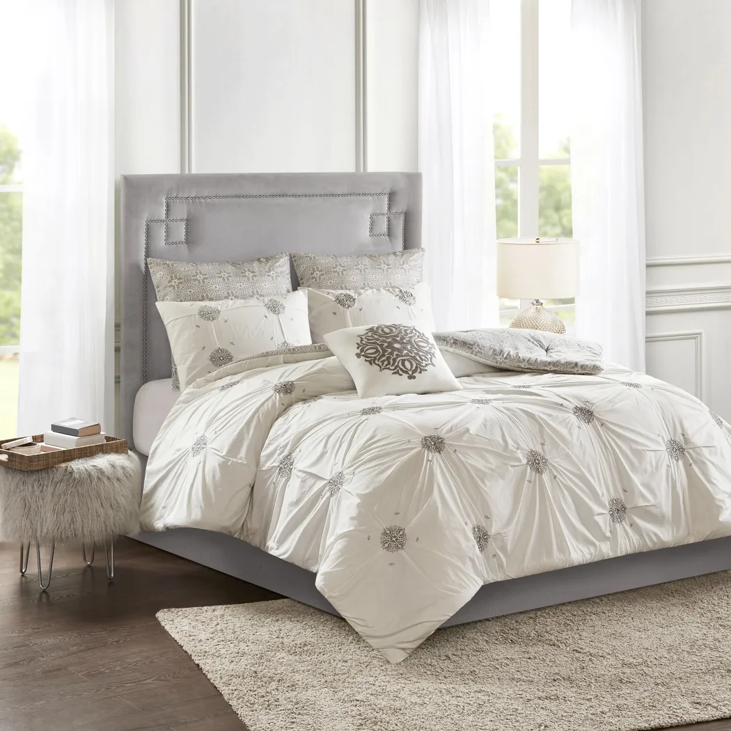 Nasworthy Ivory 6 Pc Full/Queen Comforter Set - Thumbnail - Image 1