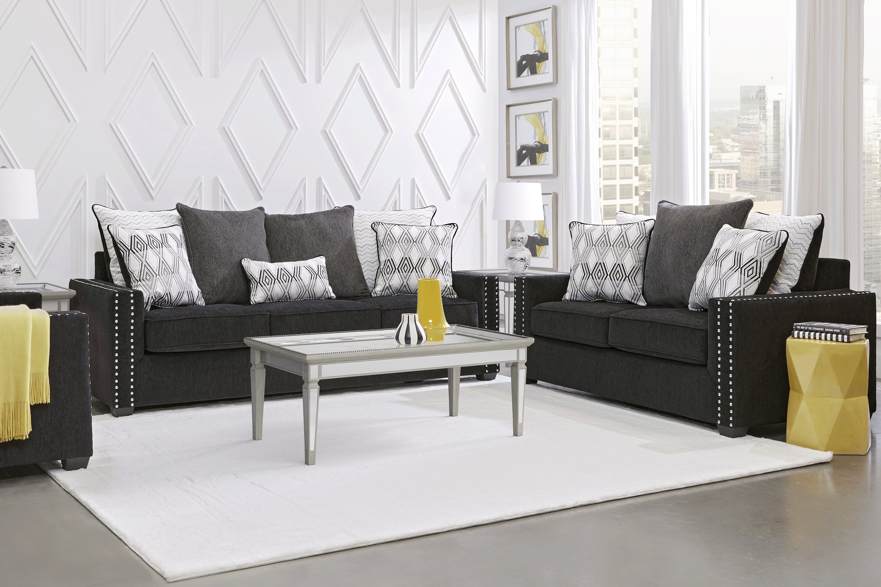 Natalia Black 3 Pc Living Room - Thumbnail - Image 1