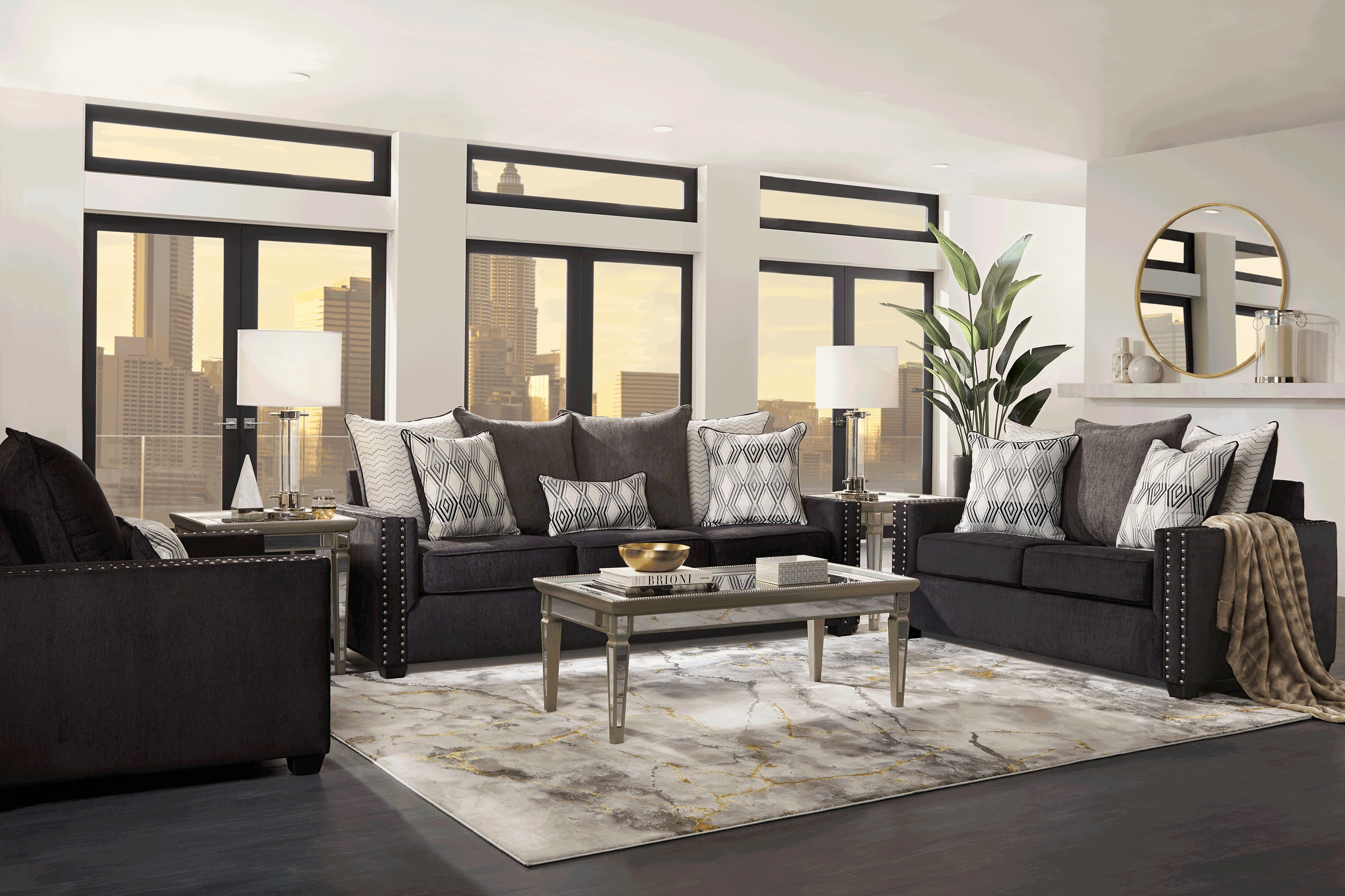 Natalia Black 5 Pc Living Room - Thumbnail - Image 1