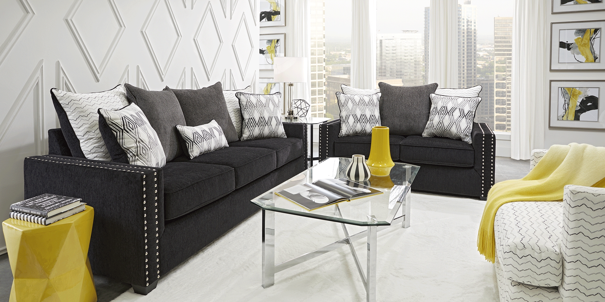 Natalia Black 8 Pc Living Room - Thumbnail - Image 2