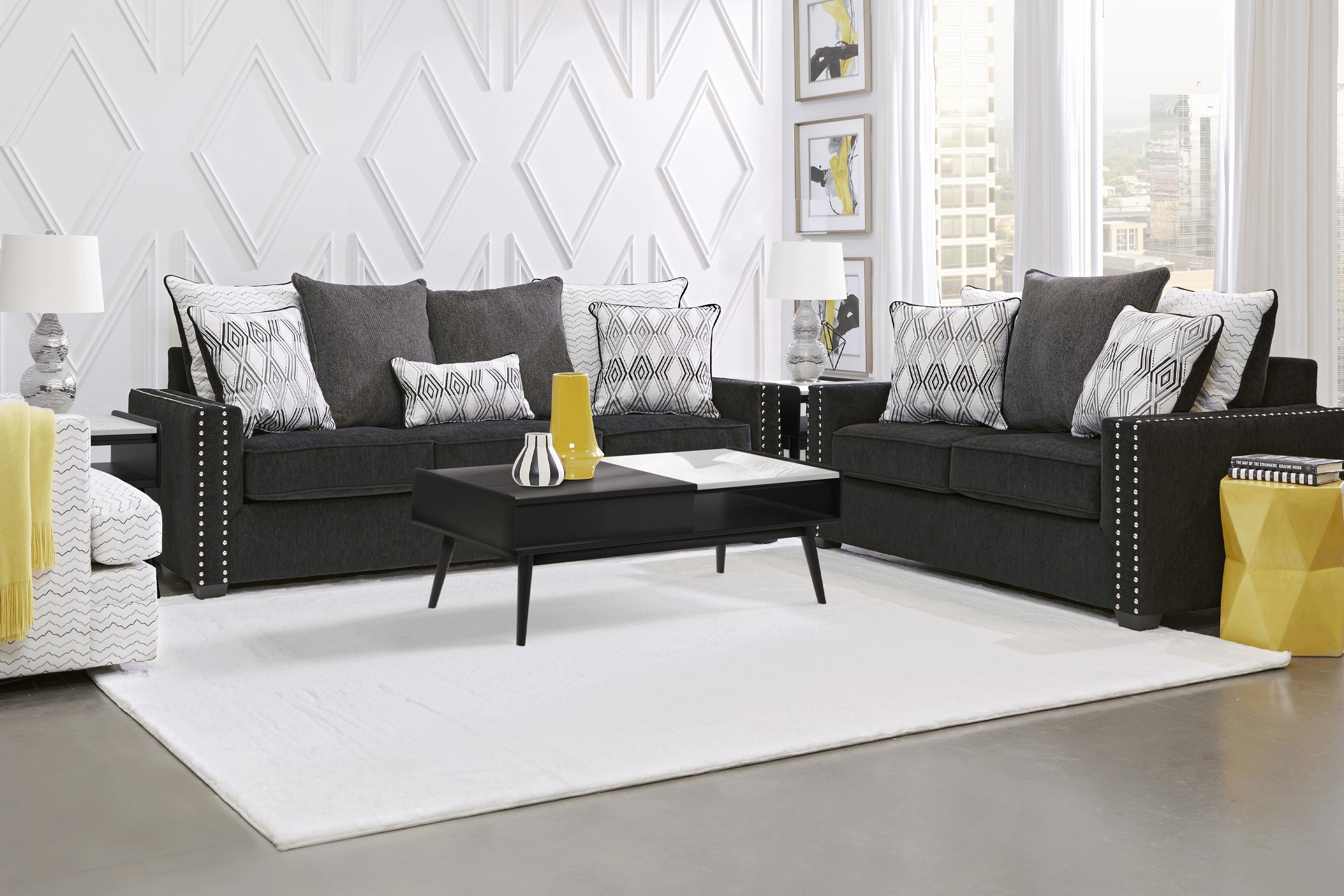 Natalia Black 8 Pc Living Room - Thumbnail - Image 1