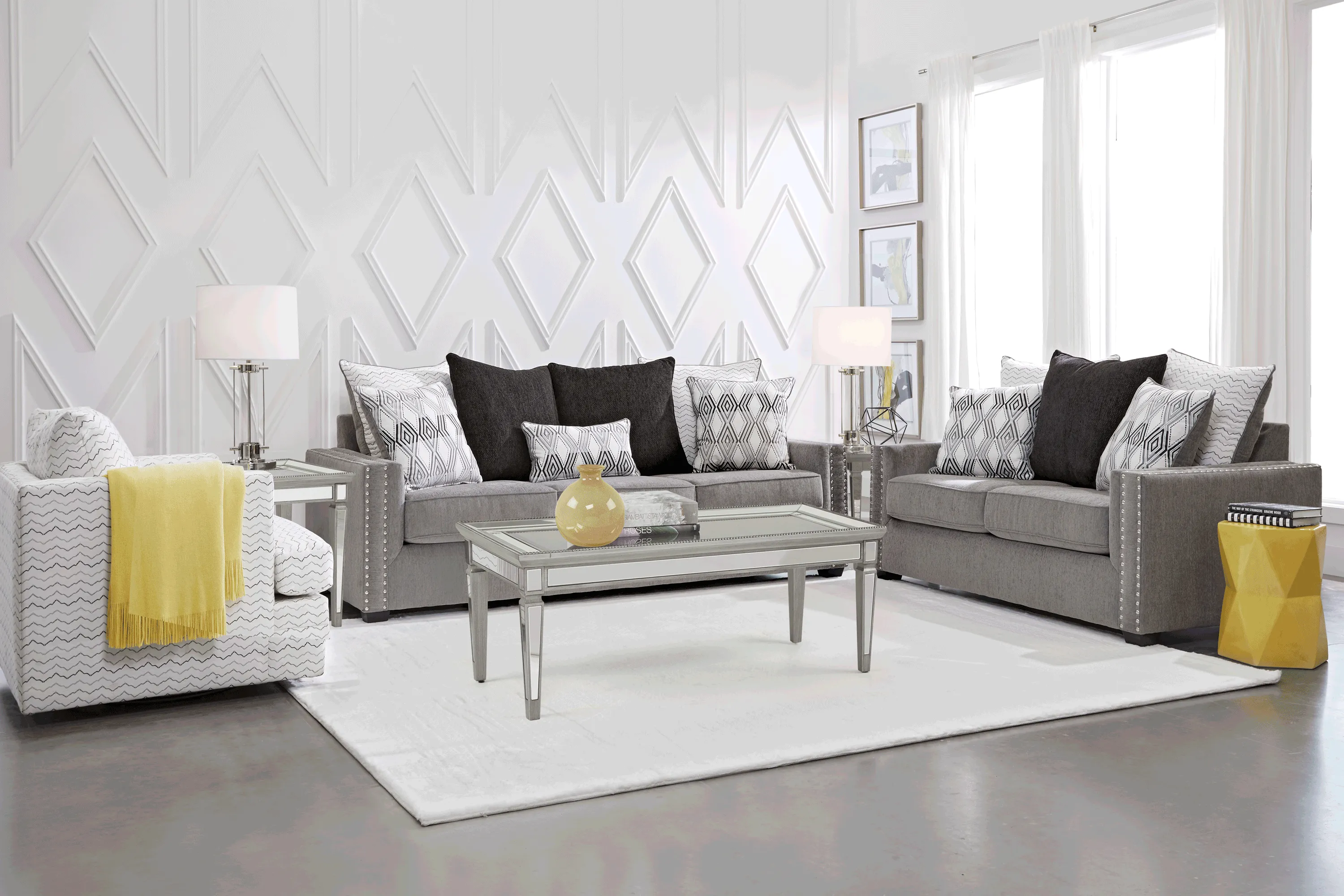Natalia Gray 7 Pc Living Room - Thumbnail - Image 1