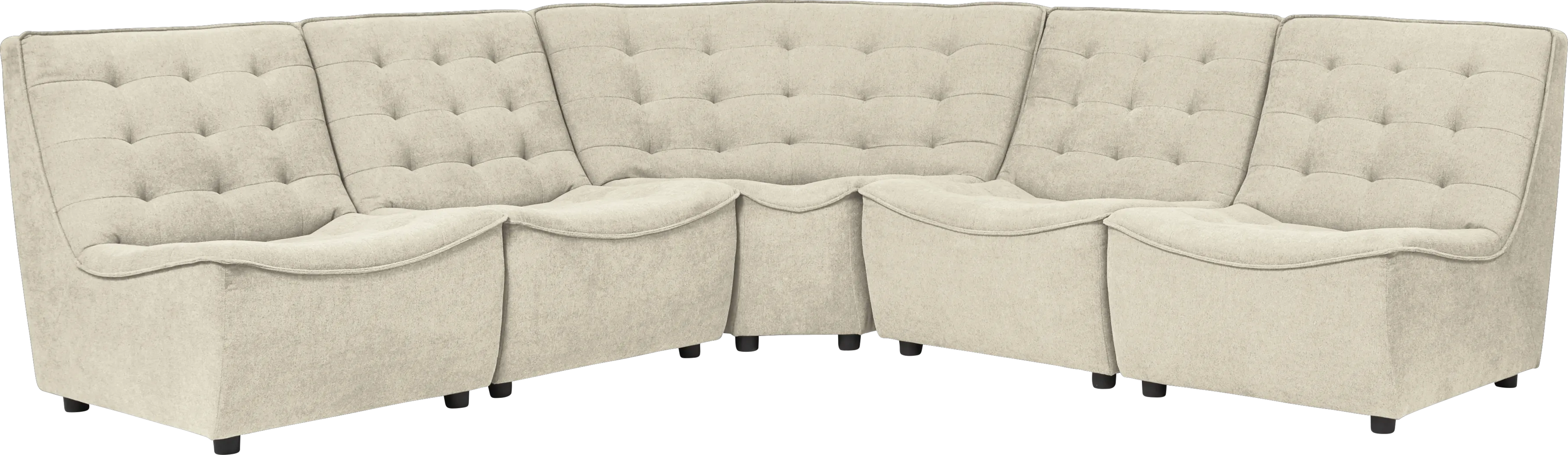 Nathan Square Beige 5 Pc Sectional - Thumbnail - Image 1