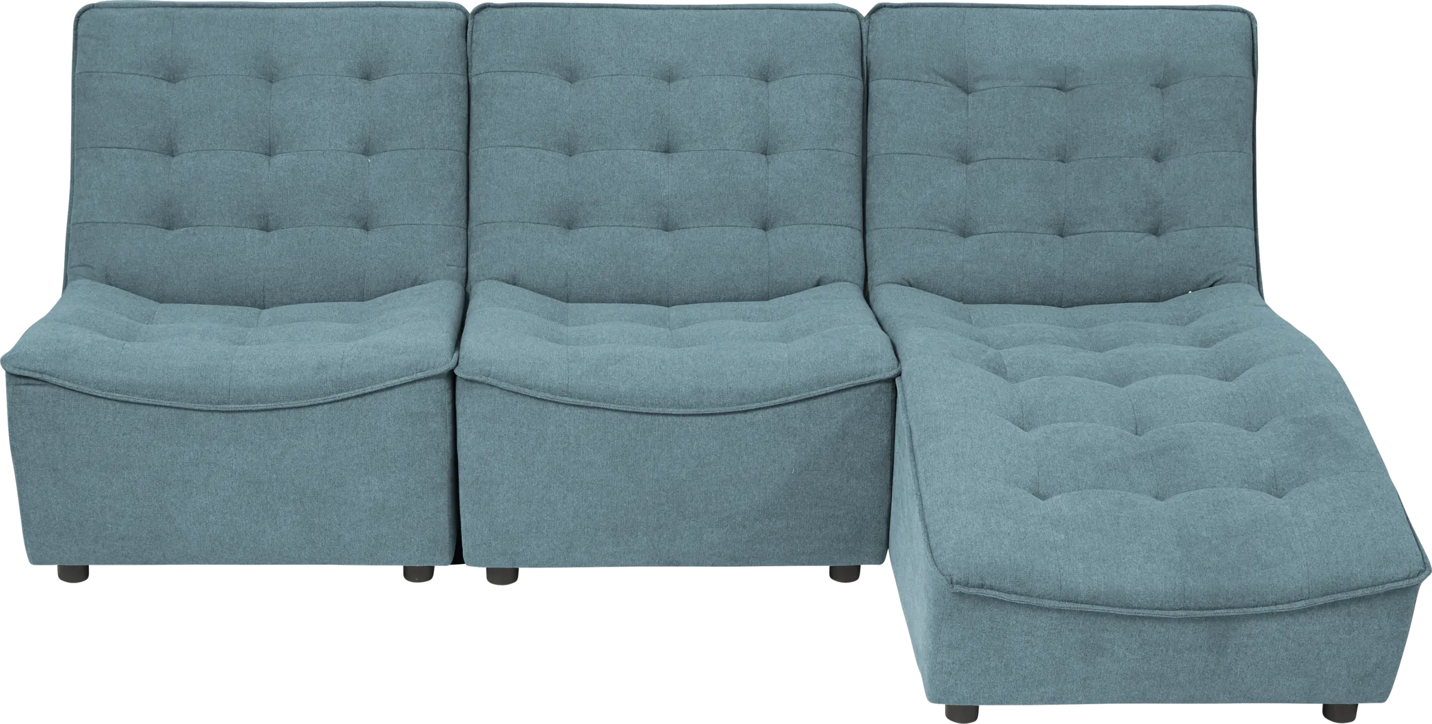 Nathan Square Blue 3 Pc Sectional - Thumbnail - Image 2